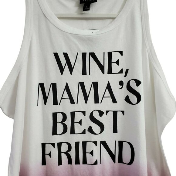Torrid Tank Top Large Wine Mama's Bestfriend Dip Dye Purple White Sleeveless NWT - Picture 3 of 7